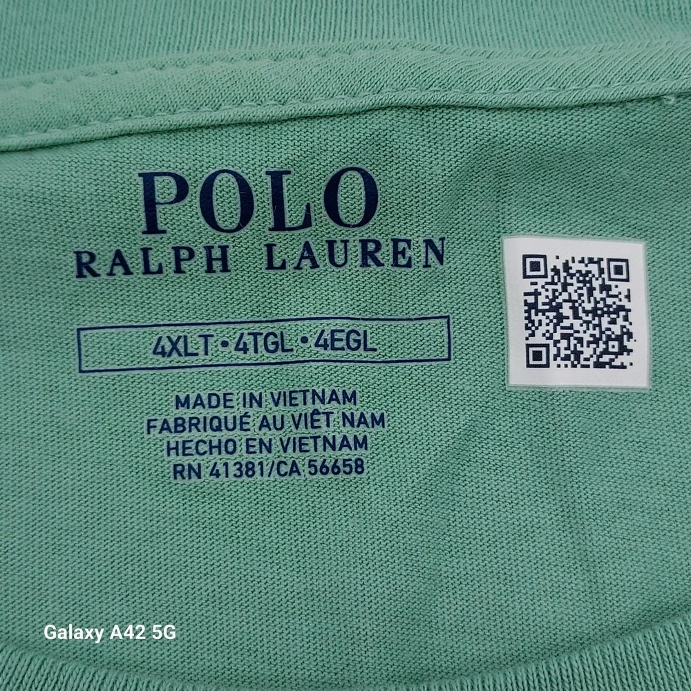 Polo Ralph Lauren Men Mint Green Short Sleev T-Shirt Big & Tall 4XLT Orange Pony